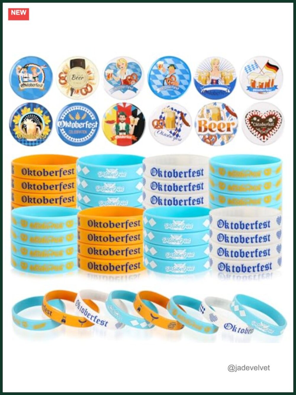 Oktoberfest Party Favors - 64 Pcs Bracelets & Button Pins